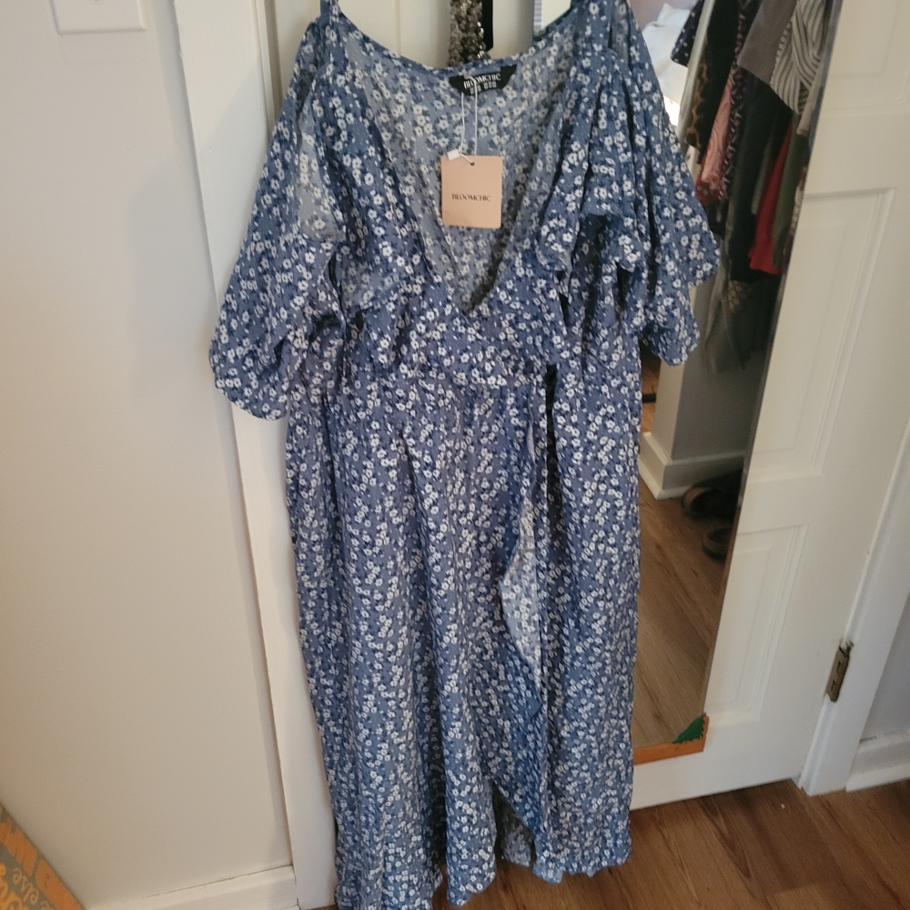 BloomChic Blue Floral High Low Dress